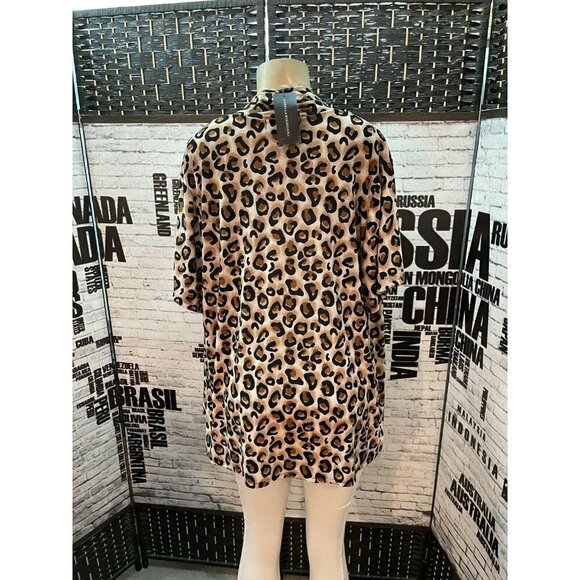 Isabella Rodriguez Plus 3X Jaguar Animal Print Draped Neck Two-Fer Top - Picture 5 of 7